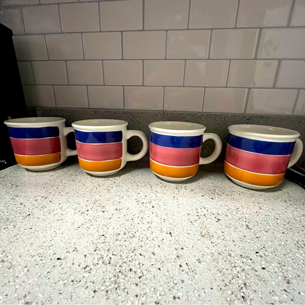 Furio • Vintage Striped Mugs (Set of 4)‎